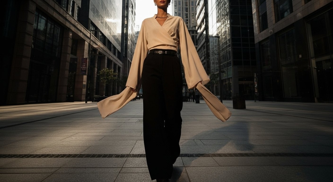 Bluse mit V-Ausschnitt und halbfreien Schultern content image