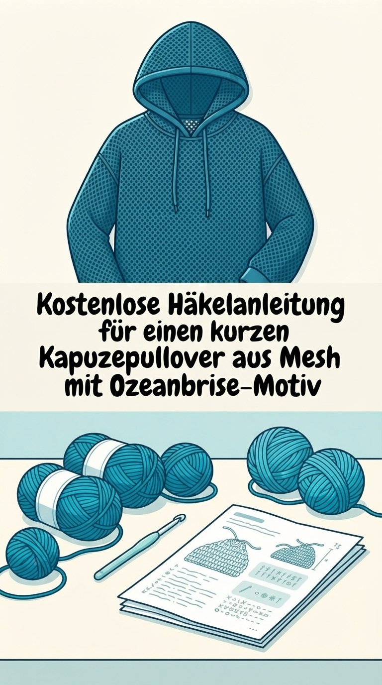 Kostenlose Häkelanleitung für einen kurzen Kapuzenpullover aus Mesh mit Ozeanbrise-Motiv content image