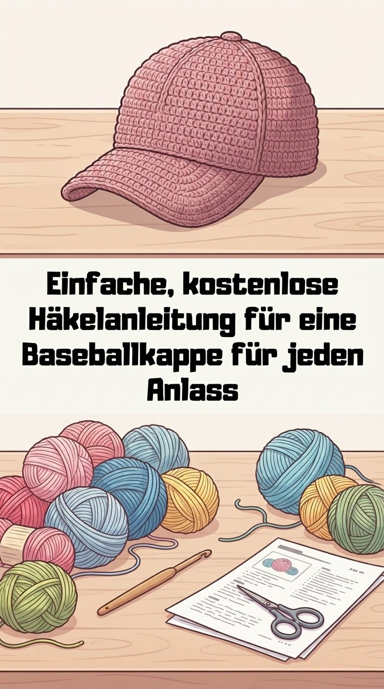 Einfache, kostenlose Häkelanleitung für eine Baseballkappe für jeden Anlass content image