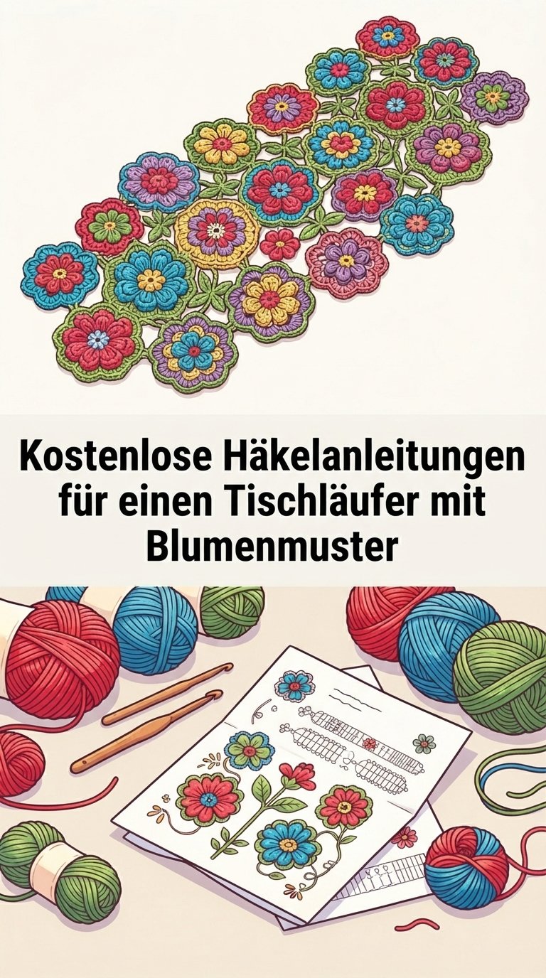 Kostenlose Häkelanleitungen für einen Tischläufer mit Blumenmuster content image