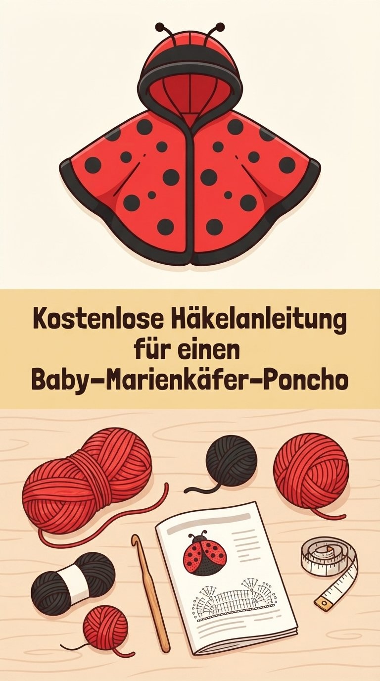 Kostenlose Häkelanleitung für einen Baby-Marienkäfer-Poncho content image
