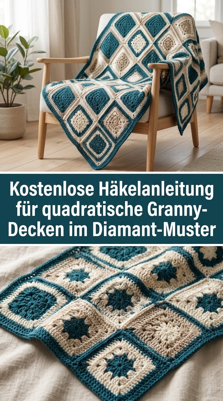 Kostenlose Häkelanleitung für quadratische Granny-Decken im Diamant-Muster image 2