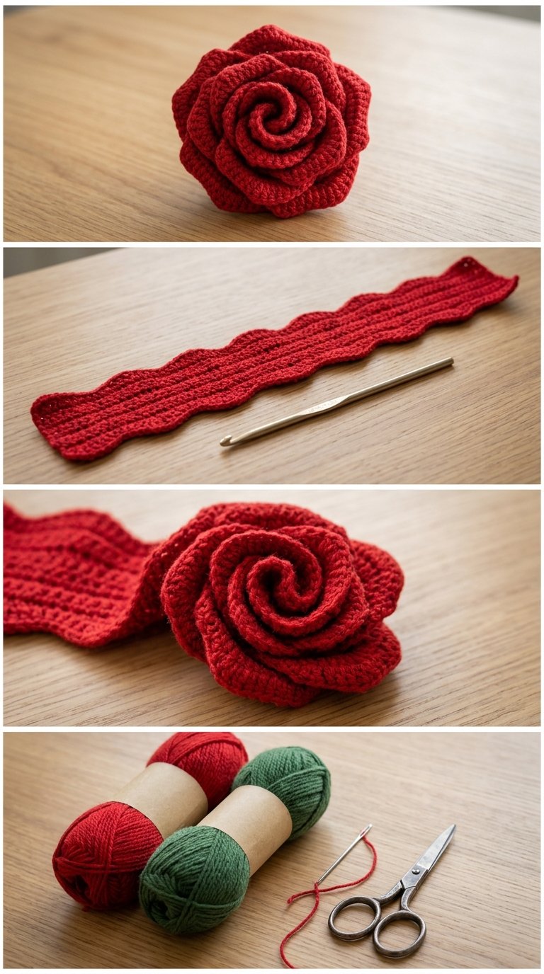 So häkelt man eine einfache Origami-Rose image 2