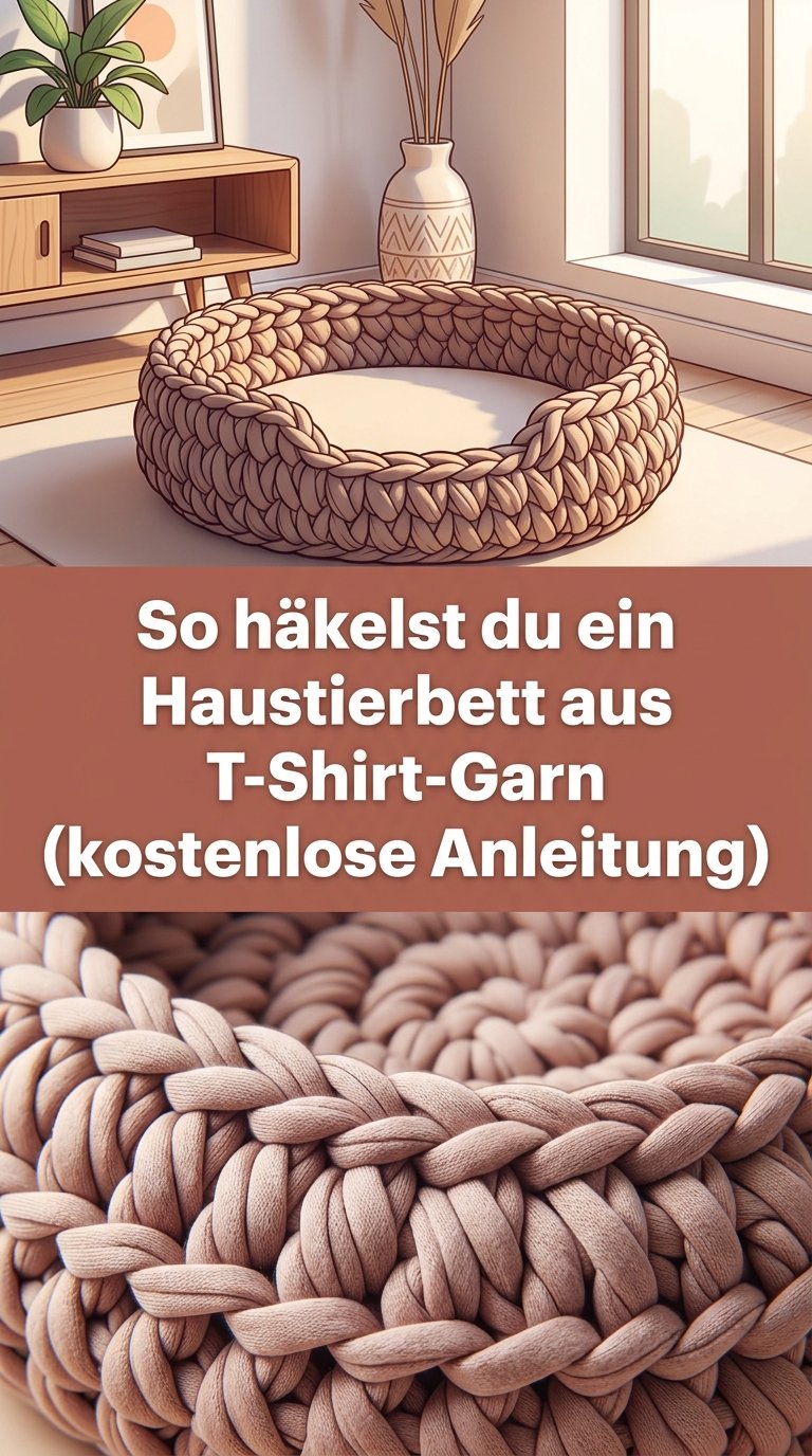 So häkelst du ein Haustierbett aus T-Shirt-Garn (kostenlose Anleitung) content image