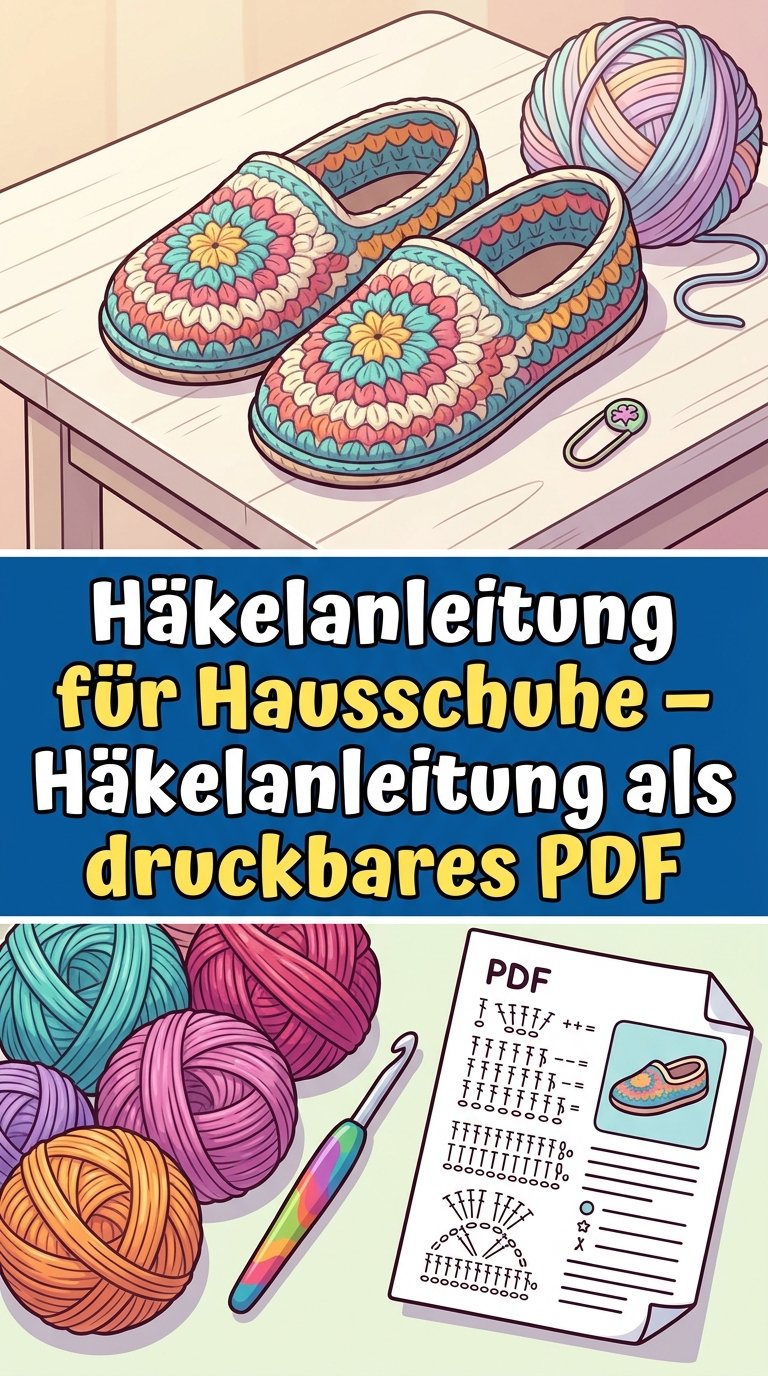 Häkelanleitung für Hausschuhe – Häkelanleitung als druckbares PDF content image