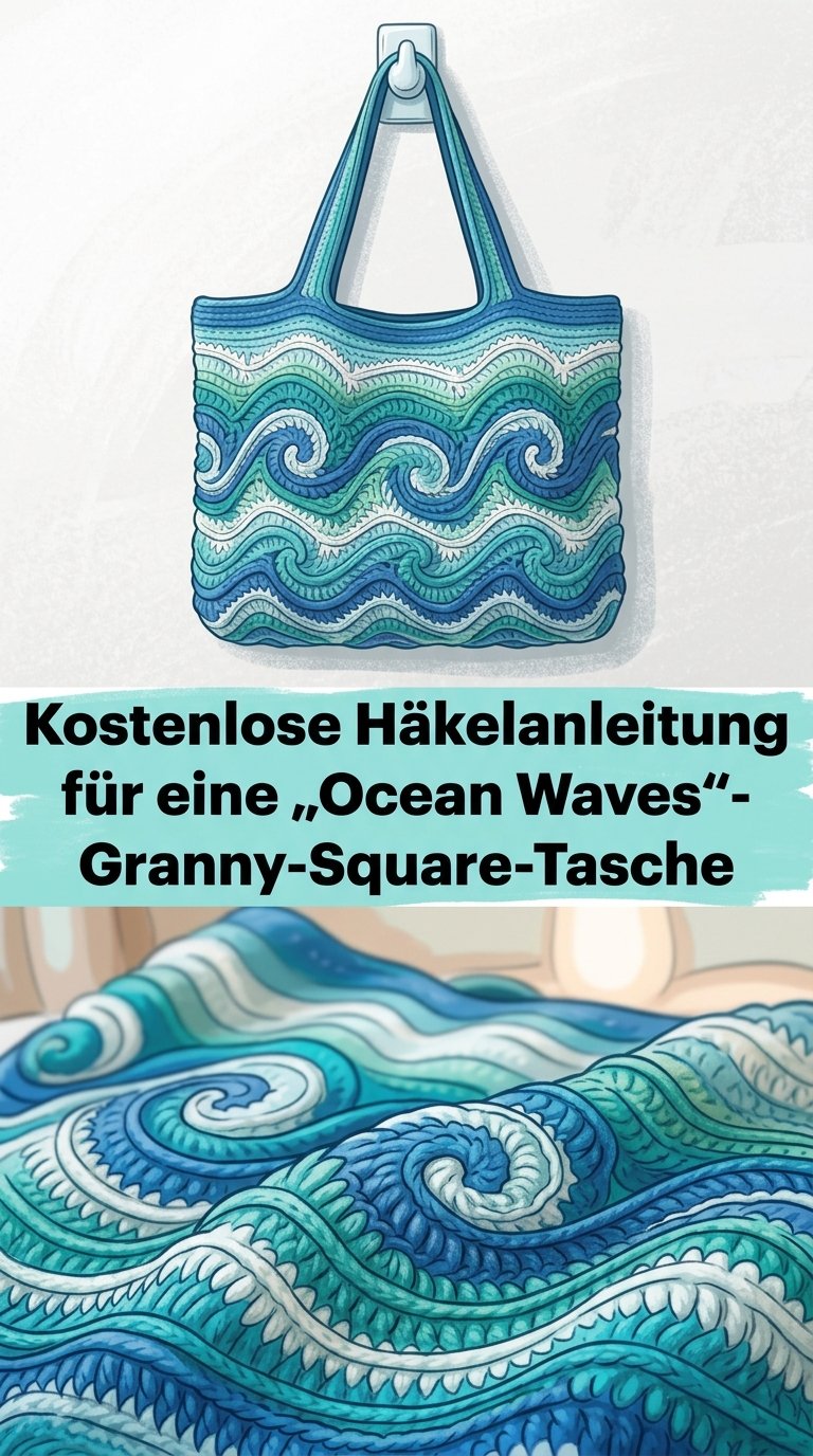 Kostenlose Häkelanleitung für eine „Ocean Waves“-Granny-Square-Tasche content image