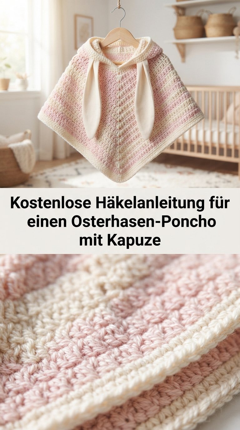 Kostenlose Häkelanleitung für einen Osterhasen-Poncho mit Kapuze content image